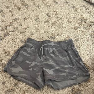 Athleta Gray Athletic Shorts with Urban Camo Design